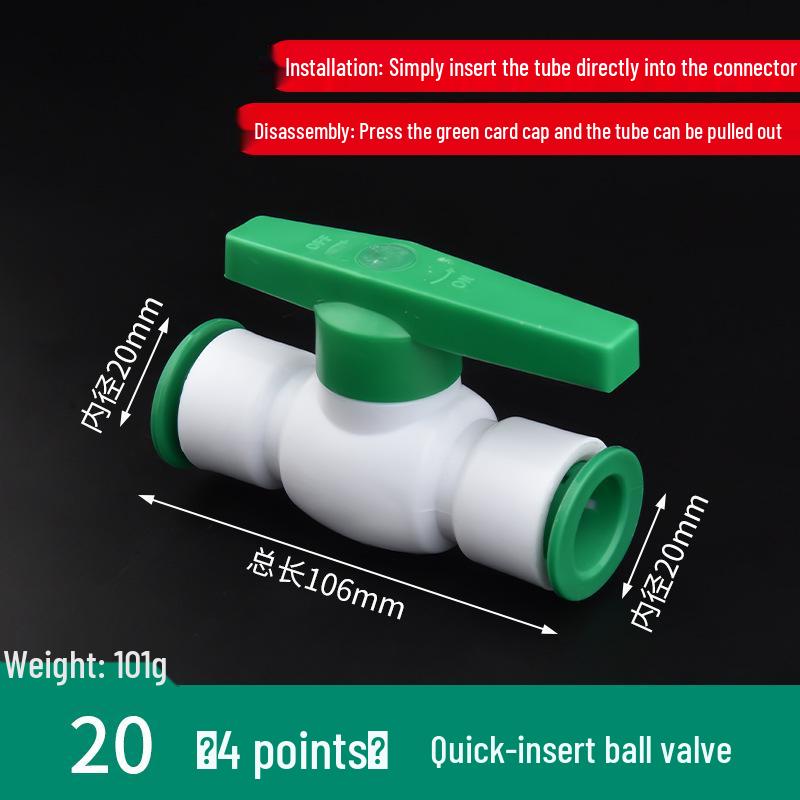 PPR Water Pipe Quick Connector, 4 & 6 Points, No-Melt, Direct Plug-In, 20/25 PE for Cold/Hot Water