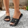 Cross-border Large-size Slippers Women's Summer New Round Head Splicing One-word Drag Simple Casual Outer Wear Beach Sandals
