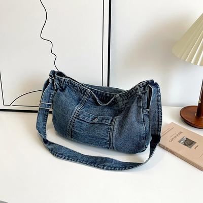 Denim Shoulder Bag, Largecapacity Cloth Bag, New Trendy Temperament Messenger Women's Bag, Fashionable and Simple Casual Bag