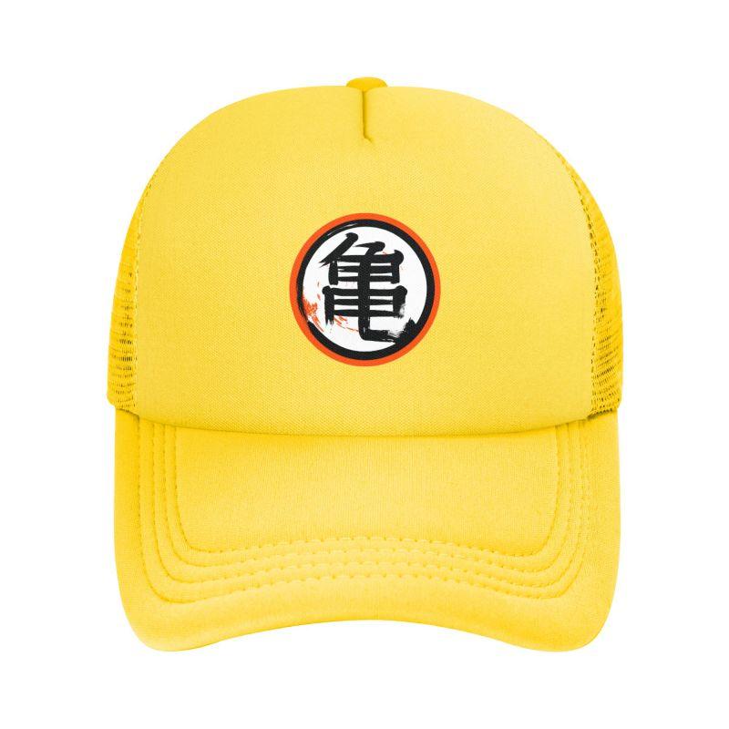 DBZ Kanji Print Pure Black Mesh Baseball Caps Unisex Adjustable Sun Hats Summer Breathable Snapback Hat Trucker Hats
