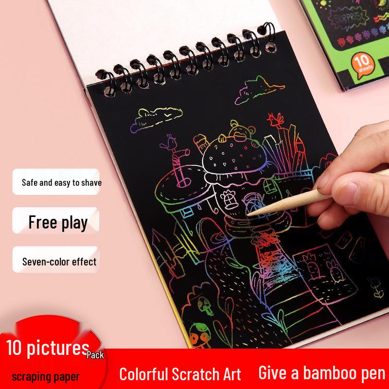 Children's Colorful DIY Scratch Art Book - Creative Graffiti and Fun Art Paper for Kindergarten.