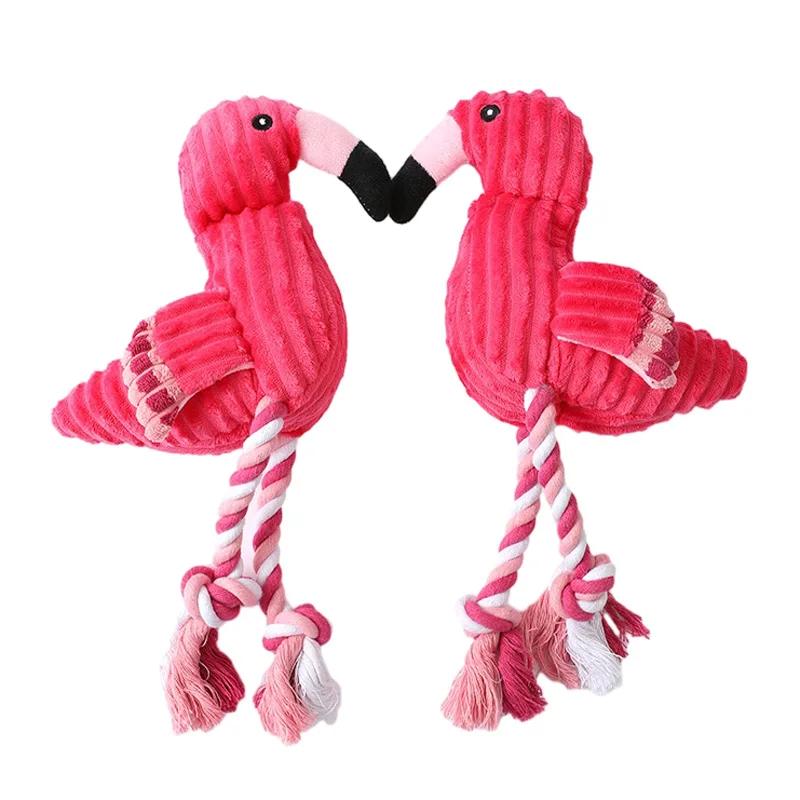 Adorable Pet Doll Flamingo Shape Dog Toy Durable Chew Proof Teeth Grinding Relief Fun Playtime for Dogs