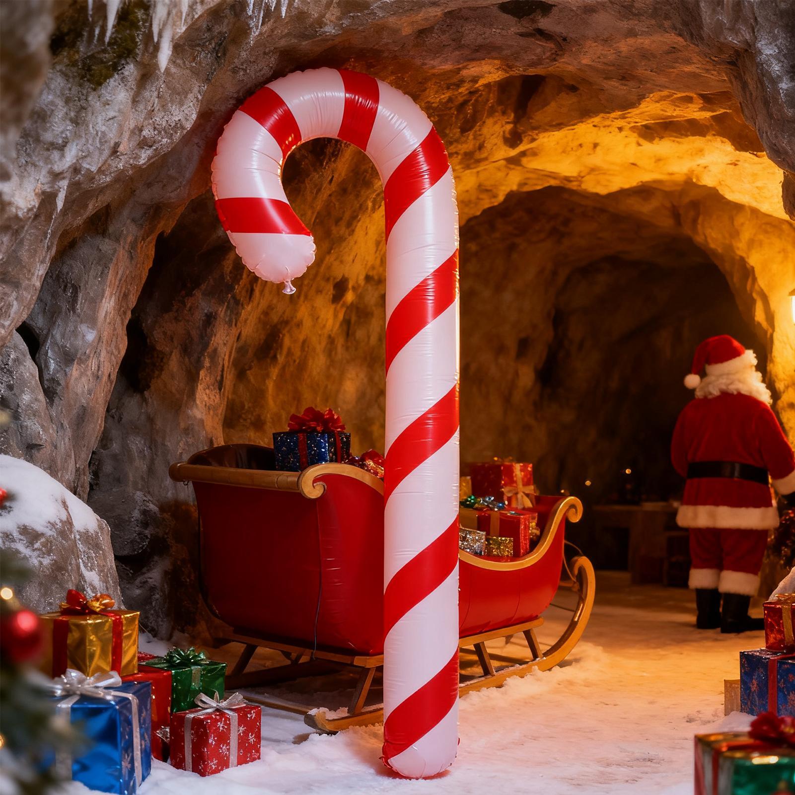Inflatable Candy Cane 2 Pieces Giant PVC Inflatable Holiday Decor Large Christmas Candy Canes Decorations for Yards Porches