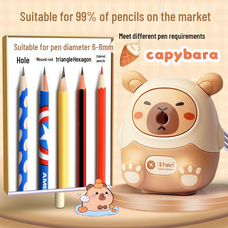 Capybara Hand-Crank Pencil Sharpener for Kids and Students