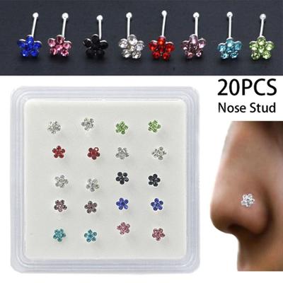 20/40 Stück/Box Damen Blume Nasenstecker Körperpiercing Schmuck