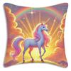 Federe Cuscino Unicorni Arcobaleno Cartoni Animati Decorazione Divano Casa Stampa Double-sided Peluche Corto Federa Cuscino Carina