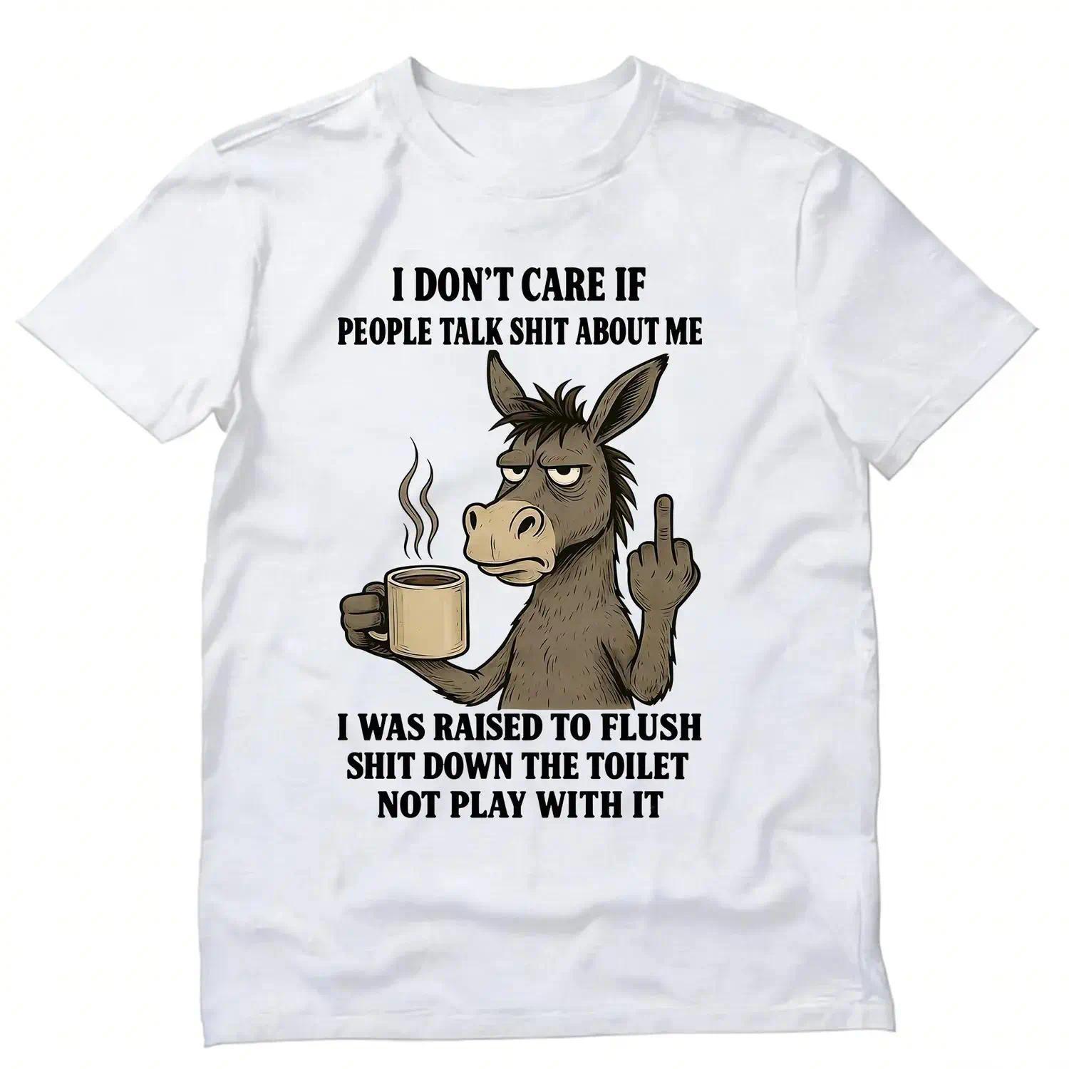 Unisex Sarcastic Donkey Cartoon Graphic Tee with Dark Humor Quote Casual T Shirt S