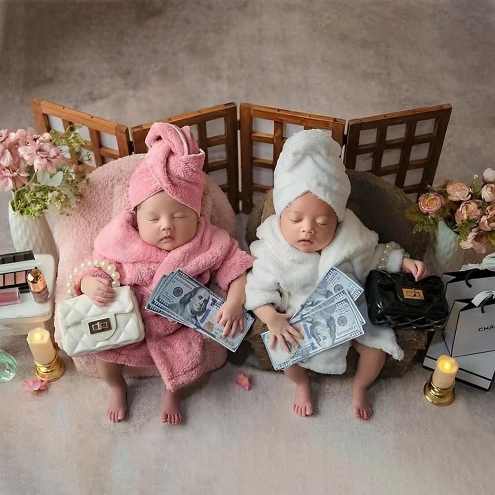 Newborn Bathrobe Baby Pajamas Photo Shoot Costume Set for Boys and Girls