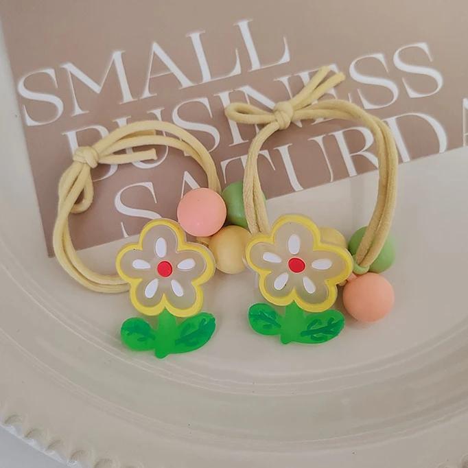 

2 шт. Милые эластичные резинки для волос с цветами, держатель для хвостика, милые скранчи для волос для женщин, девушек, детей, резинка для волос, веревка, аксессуары для волос