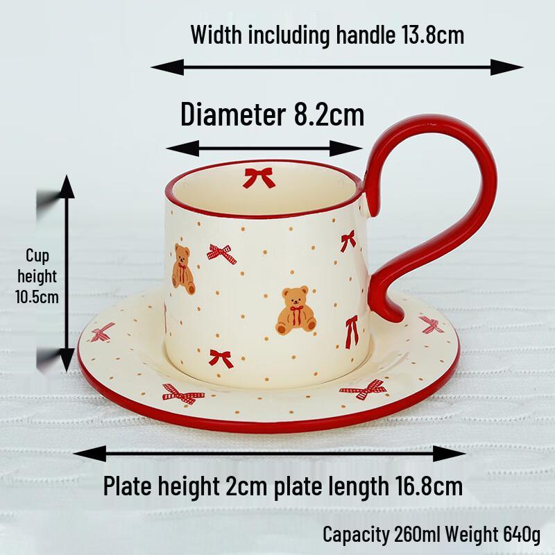 ZISIZ Ceramic Bear Bow Coffee Cup & Saucer Set