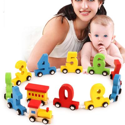Kinder Baby Holz Zug Holz Zahlen Lernen Pädagogisches Spielzeug