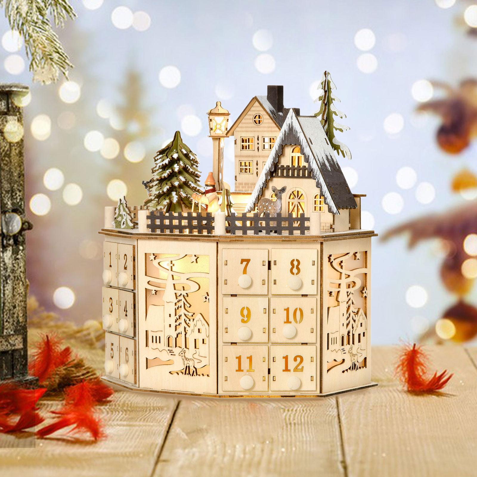 

Christmas Wooden Advent Calendar,Traditional,Christmas Decoration Sturdy with 24 normal