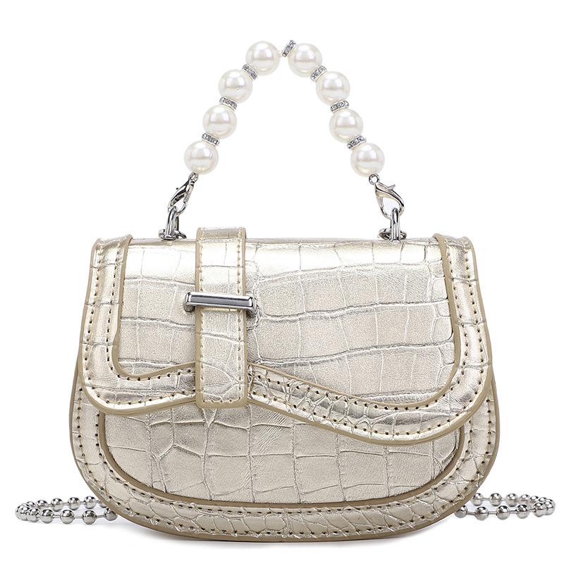 Stone Pattern 225 Summer New Fashion Simple Glossy Pearl Portable Shoulder Small Square Bag