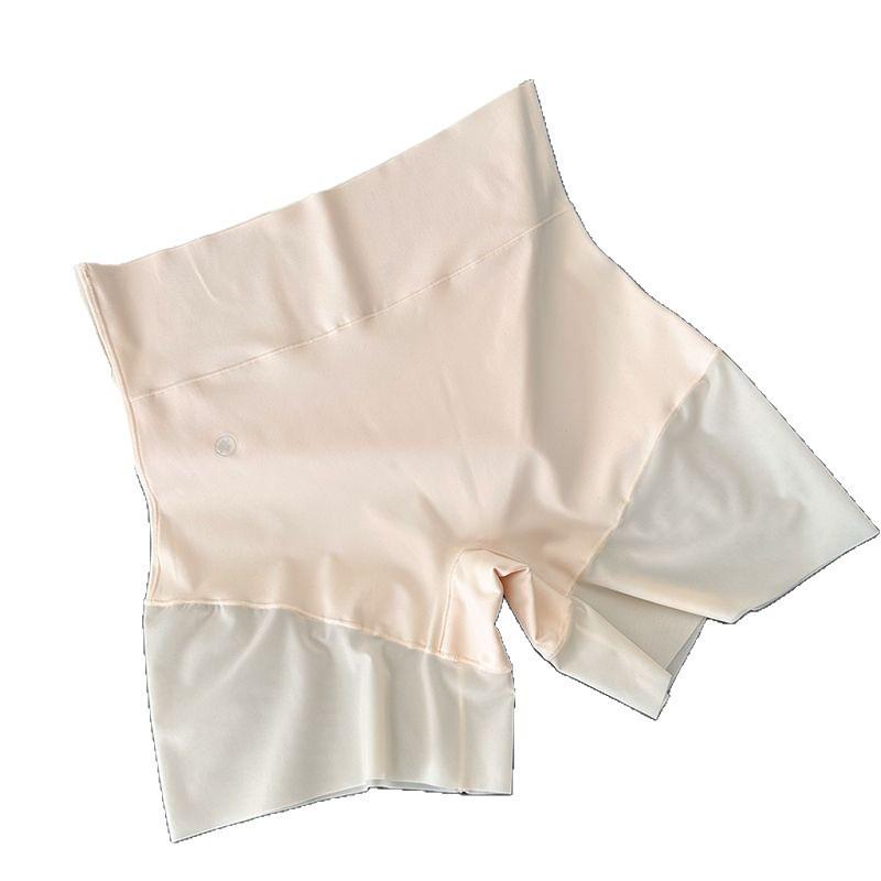 Pantalones Cortos de Seguridad de Seda de Hielo de Cintura Alta para Control de Abdomen de Mujer 2025: Sin costuras, Transpirable y Anti-Exposición