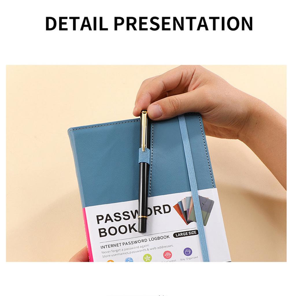 Modern A5 Password Journal PU Leather Notebook with Alphabet Tabs and Planner Stickers