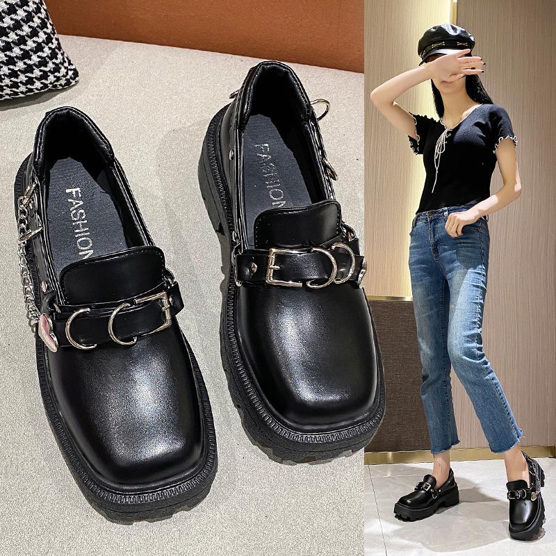 Frühling Herbst Kette Lolita Schuhe Schnalle Mary Janes Schuhe Lackleder Flache Damenschuhe Mädchen Plateau Schuhe