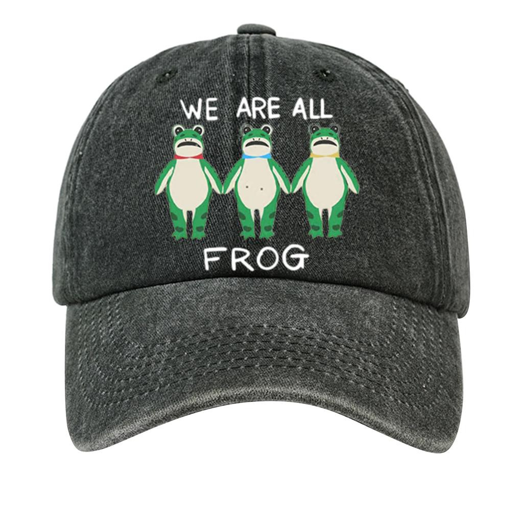 Men's Washed Cotton Baseball Cap With Printed Distressed Soft Top Denim Hat, Vintage Hat