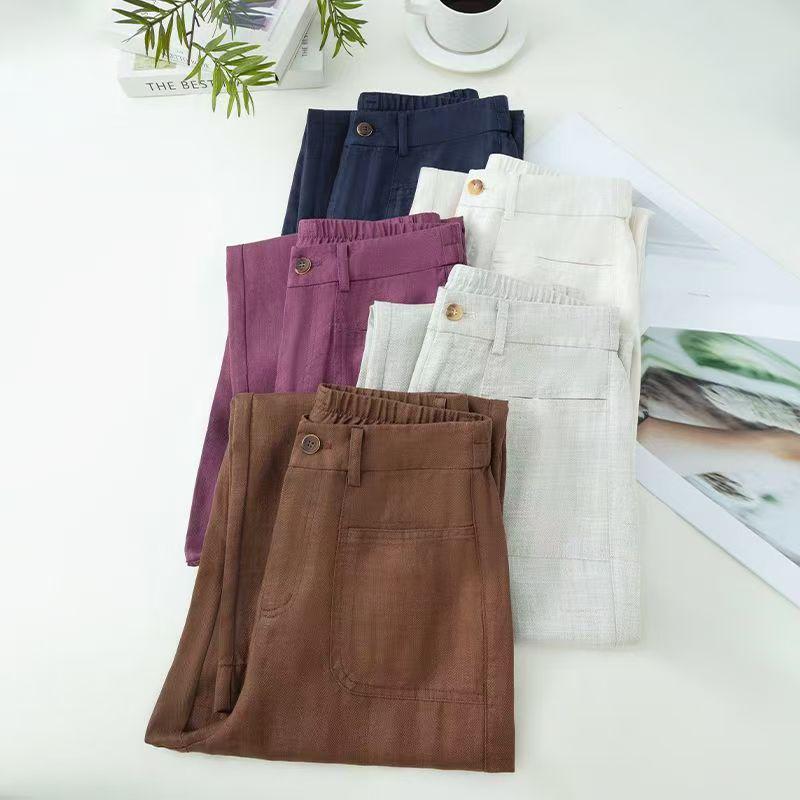 Dames Zomer 2026 Tencel Linnen Hoge Taille Wijde Pijpen Broek - Slankmakend, Lichtgewicht, Casual Pasvorm