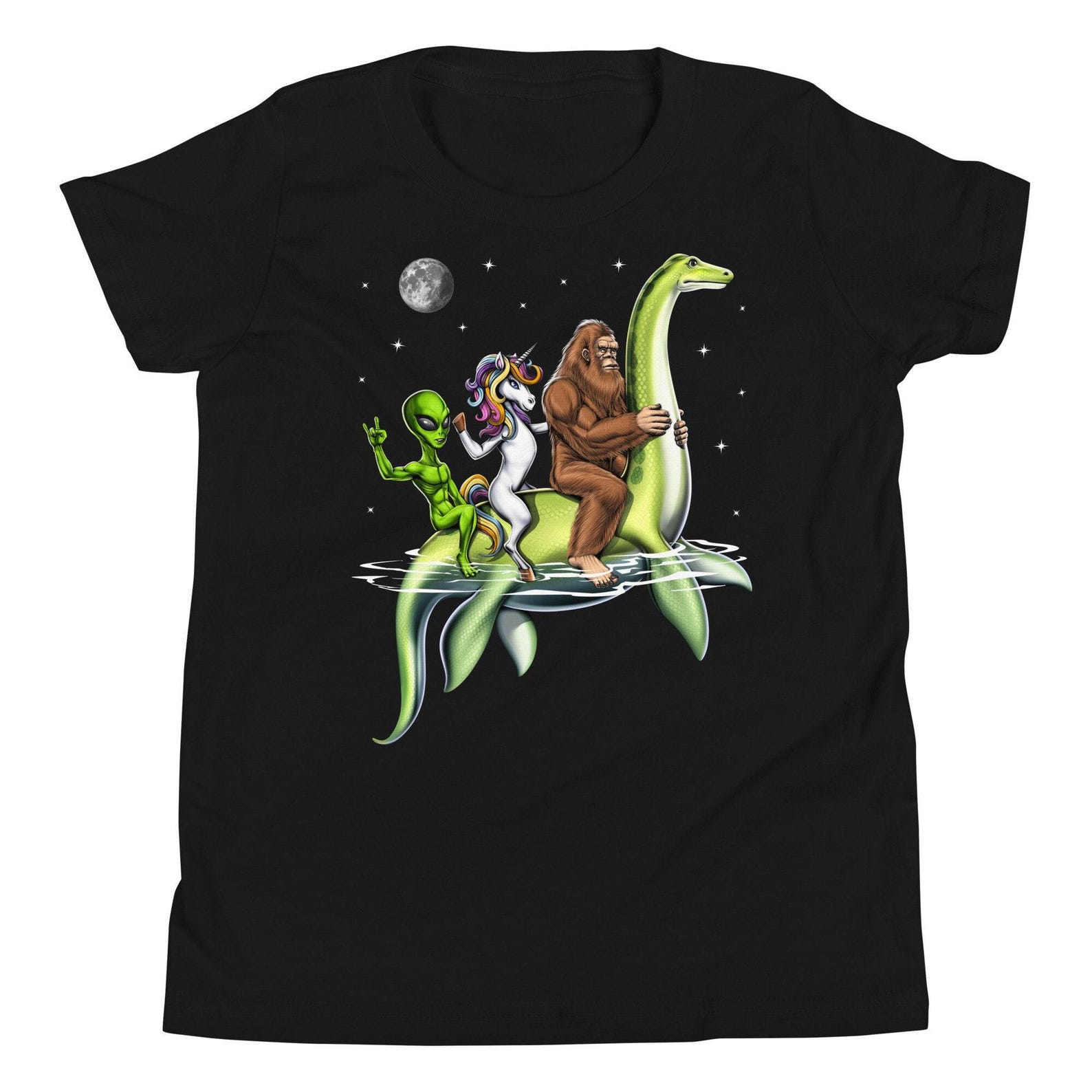 Cryptids Kids T-Shirt, Bigfoot Loch Ness Monster Shirt, Cryptozoology Shirt, Cryptid Creatures Tee, Alien Unicorn Shirt, Cryptid Clothes 100