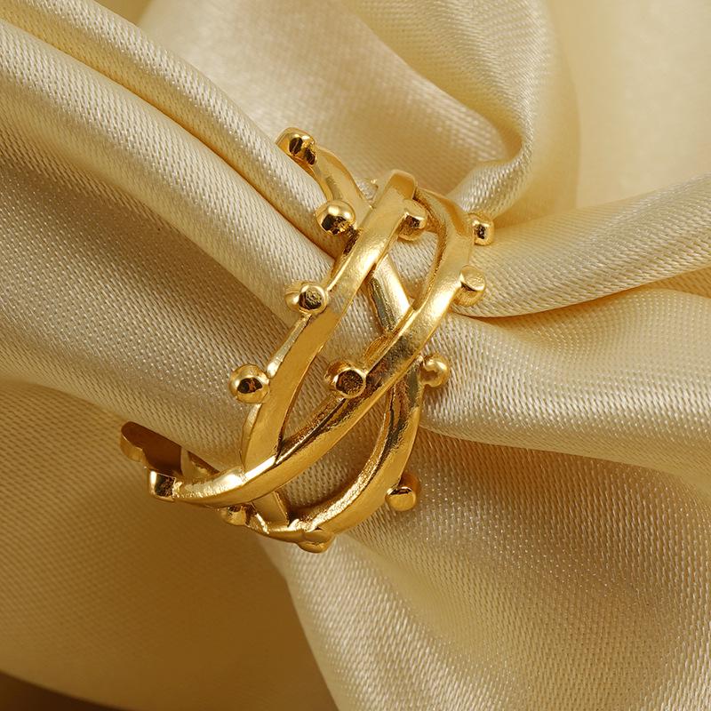18K Geometric Titanium Steel Adjustable Ring for Women