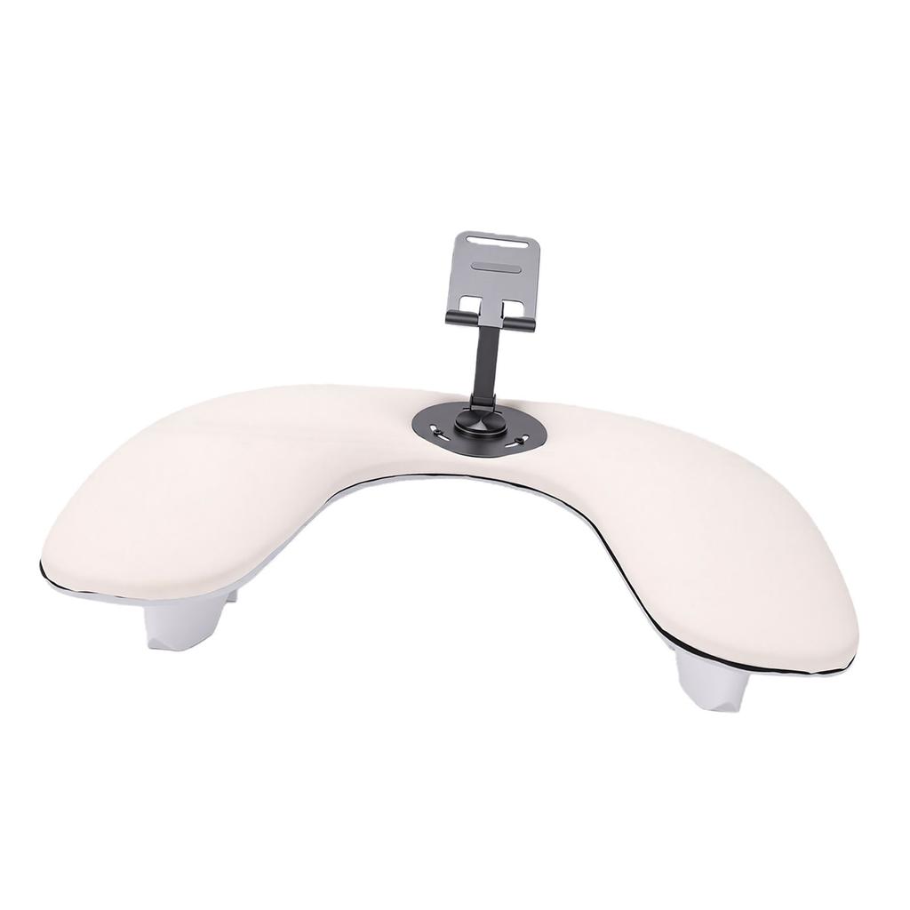 Nail Arm Rest for Nail Tech with Phone Holder U Shaped Manicure Hand Rest Tilted for Salon Home Use White