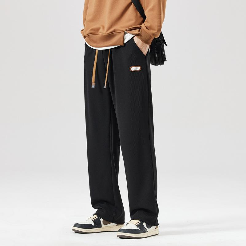 

Брюки мужские весенне-осенние новые свободные драпирующиеся брюки прямые с высокой посадкой удобные универсальные повседневные спортивные брюки M