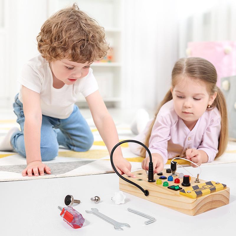 Children's LED Circuit Switch Board - Montessori Educational Busy Board Toy