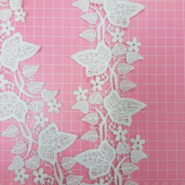 Exquisite White Hollow Milk Silk Water-Soluble Embroidery Barcode Computer Embroidery Non-Elastic Lace Hollow Wide Lace