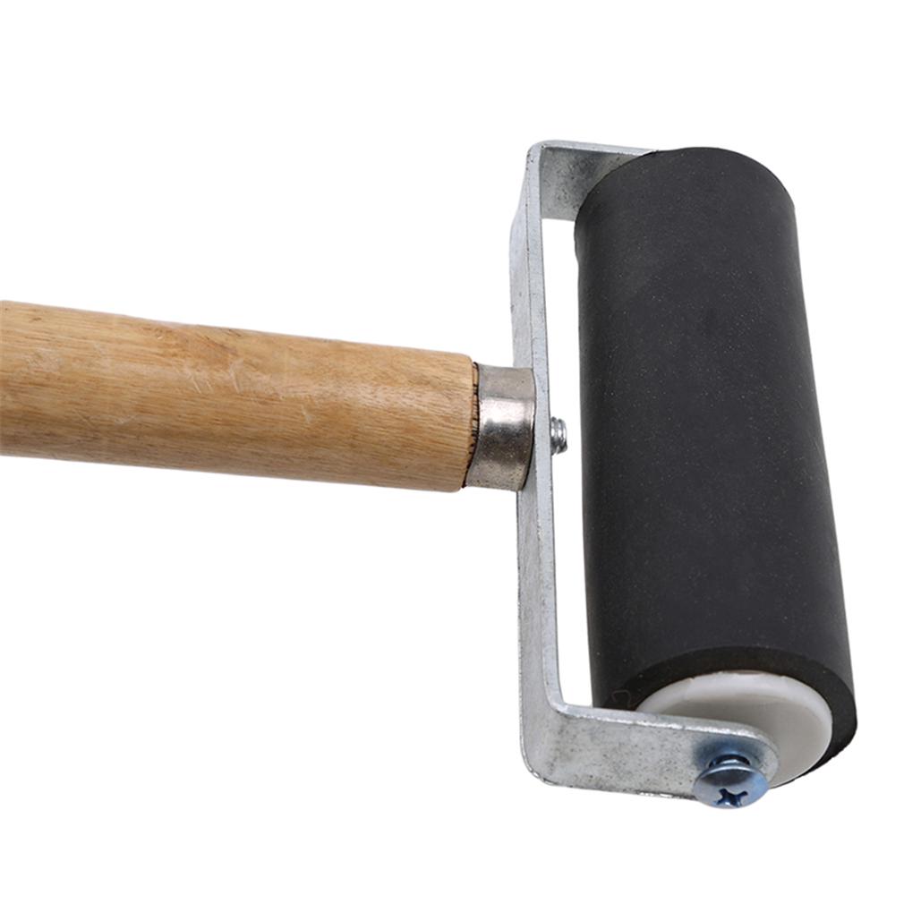Wood Handle Painting with Ink Rubber Printing Embossing Roller