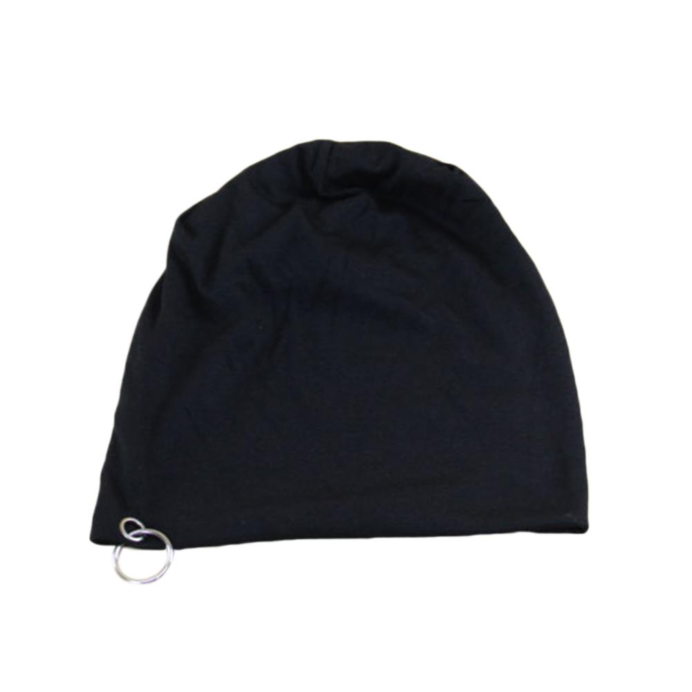 Women Men Autumn Winter Warm Knitted Cap Fashion Metal Ring Beanie Cap