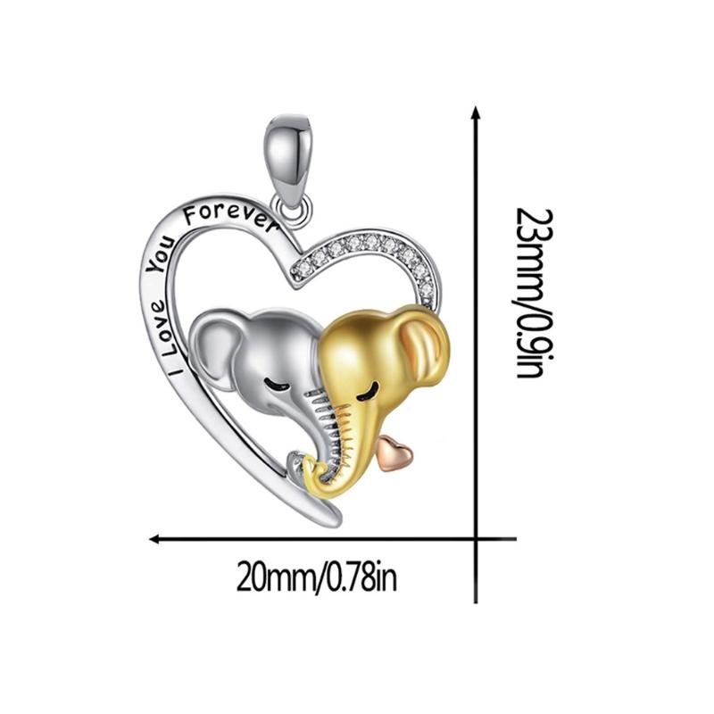 Mamma och Baby Lycklig Elefant Halsband Mor Dotter Hjärta Hänge Silver Jag Älskar Dig För Evigt Mors Dag Gåvor för Kvinnor