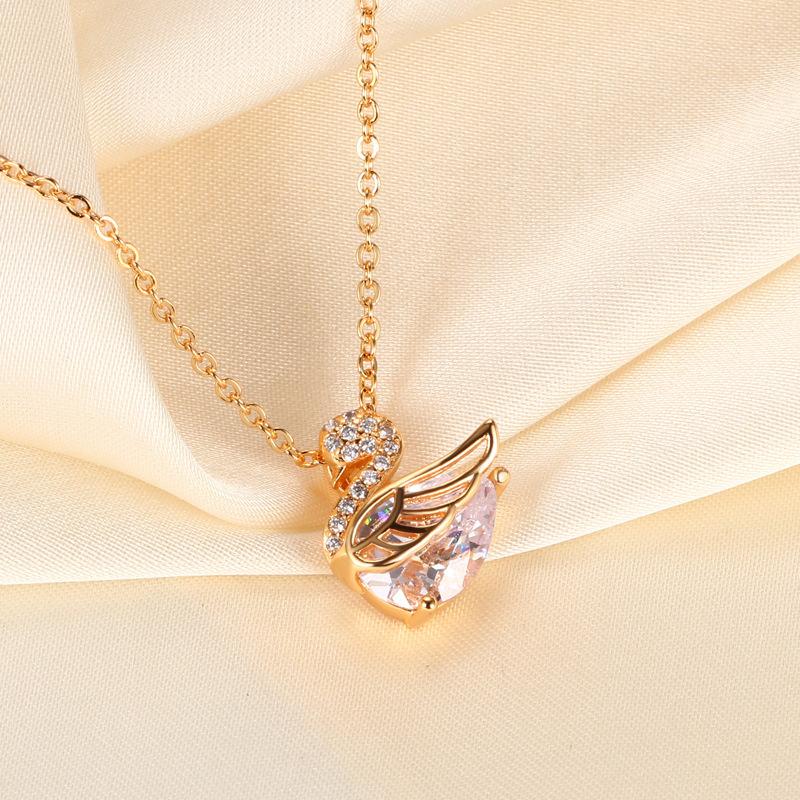 שרשרת ברבור קטן מצופה זהב אמיתי בעיצוב נישתי, שרשרת עצם הבריח, אינה דוהה