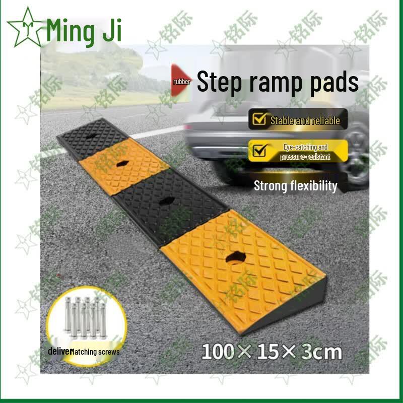 Yellow-Black Rubber Curb Ramp Mat