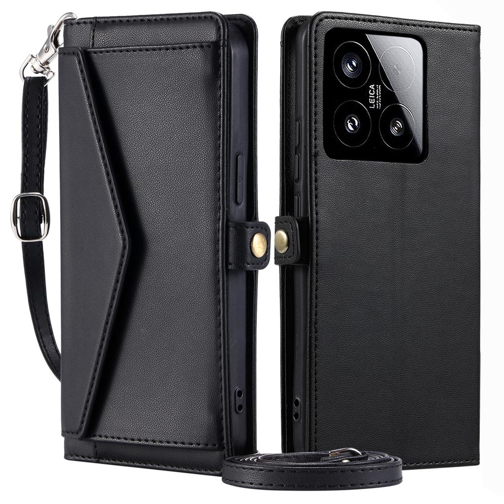 For Xiaomi 15 Leather Case Wallet Stand Phone Cover with Straps