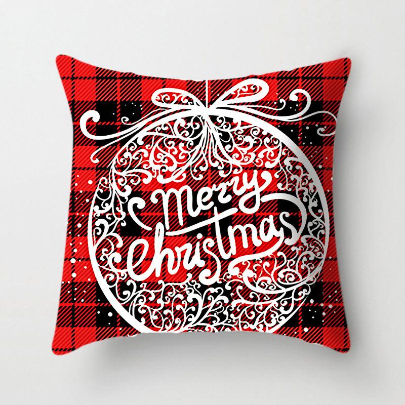 45x45cm New Year Christmas Elk Letter Printing Pattern Cushion Cover Home Living Room Sofa Decoration Throw Pillow Cover