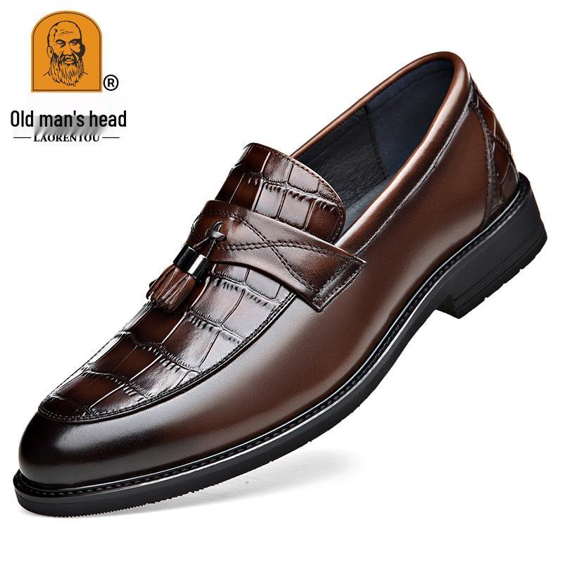 Men s Genuine Leather Tassel Loafers – British Style Slip-On Shoes 44