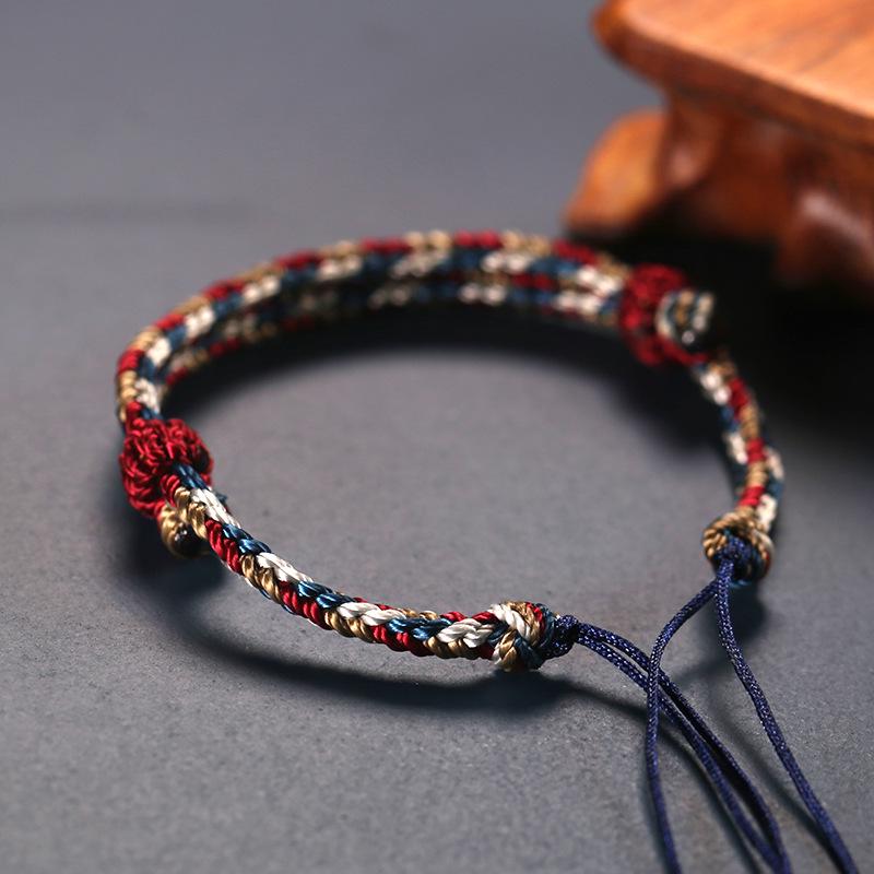 Ethnic Style Braided Rope Bracelet Kit: DIY Beaded Woven Lucky Rope