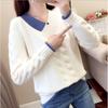 Damen V-Ausschnitt Colorblock Überschnittene Schultern Strickpullover Lockerer Schnitt Pullover-Oberteil