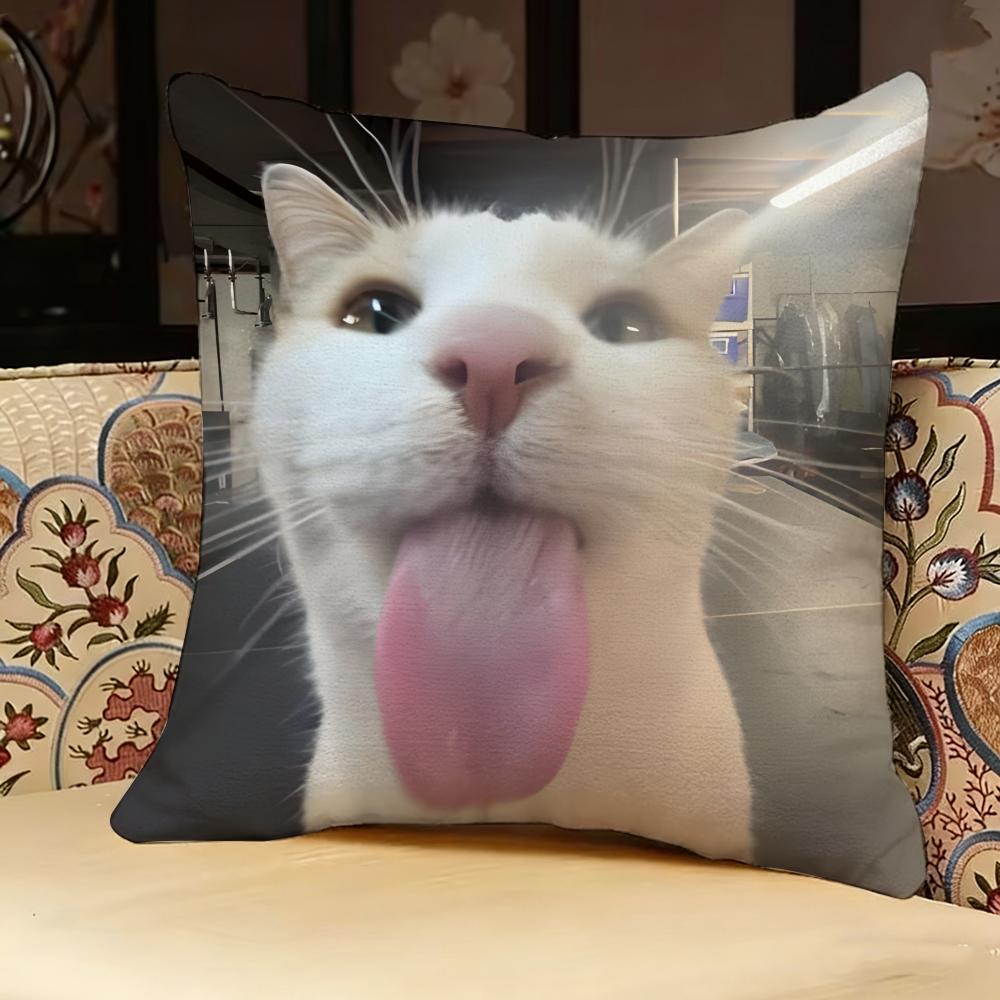 Cat Funny MEME Pillow Case Pillowcase Doublesided Printed Sofa Cushion Bedroom Headboard Pillow