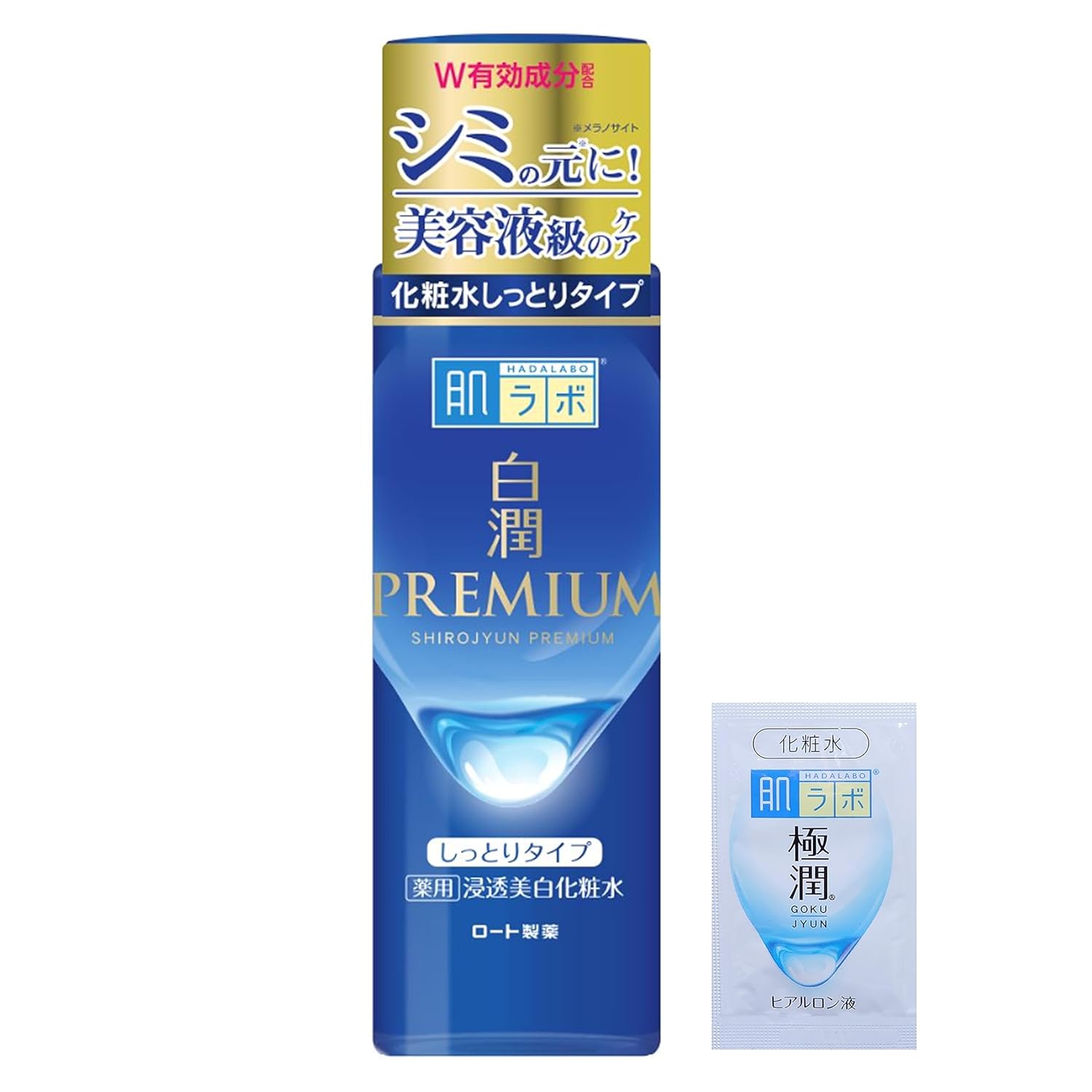 Hada Labo Shirojun Premium Medicinal Deep Moisturizing Whitening Lotion Moist 170mL + Gokujun Sachet Included Quasi-Drug