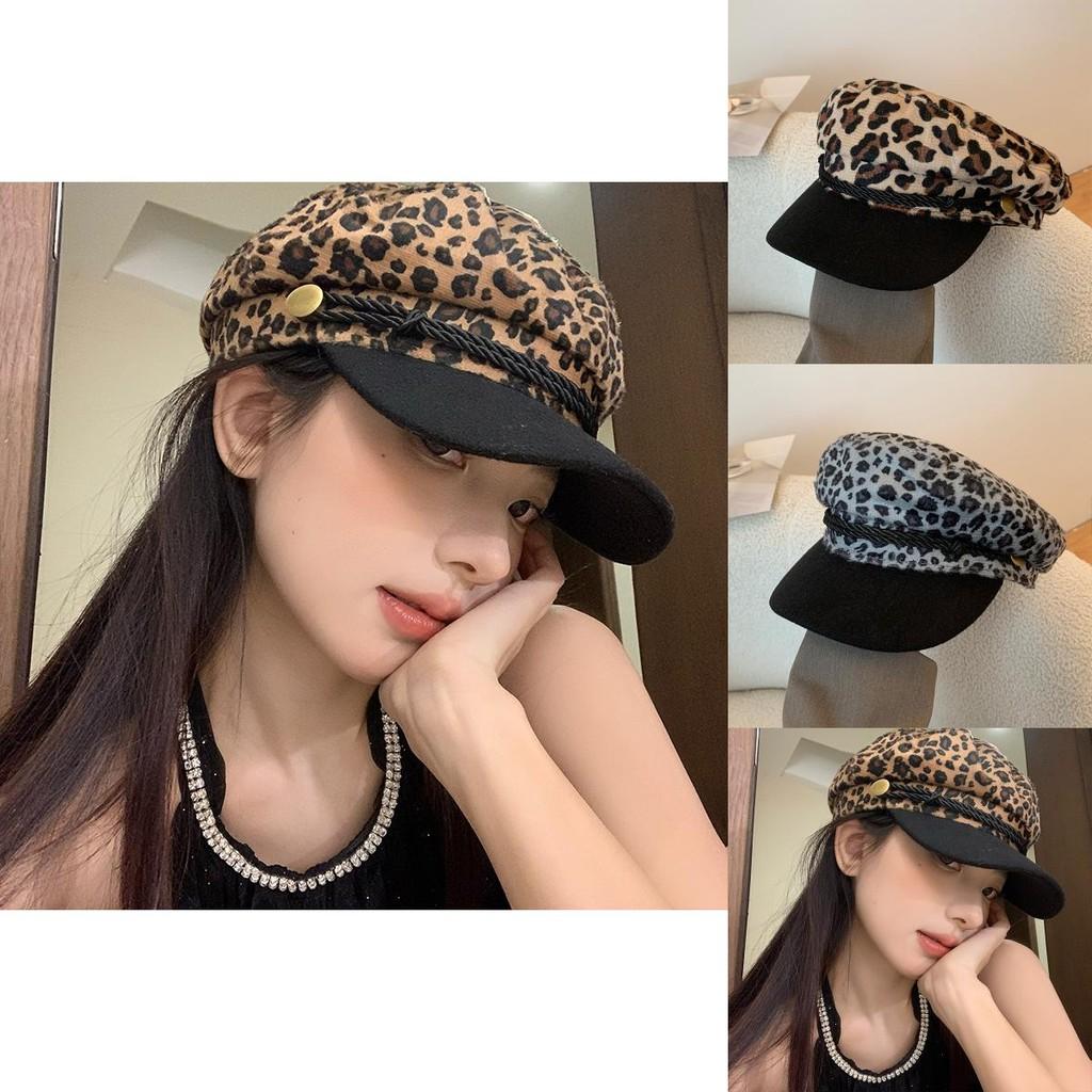 Y2k Leopard Print Beret Hat Unique Embroidered Design For Men's And Women's Style