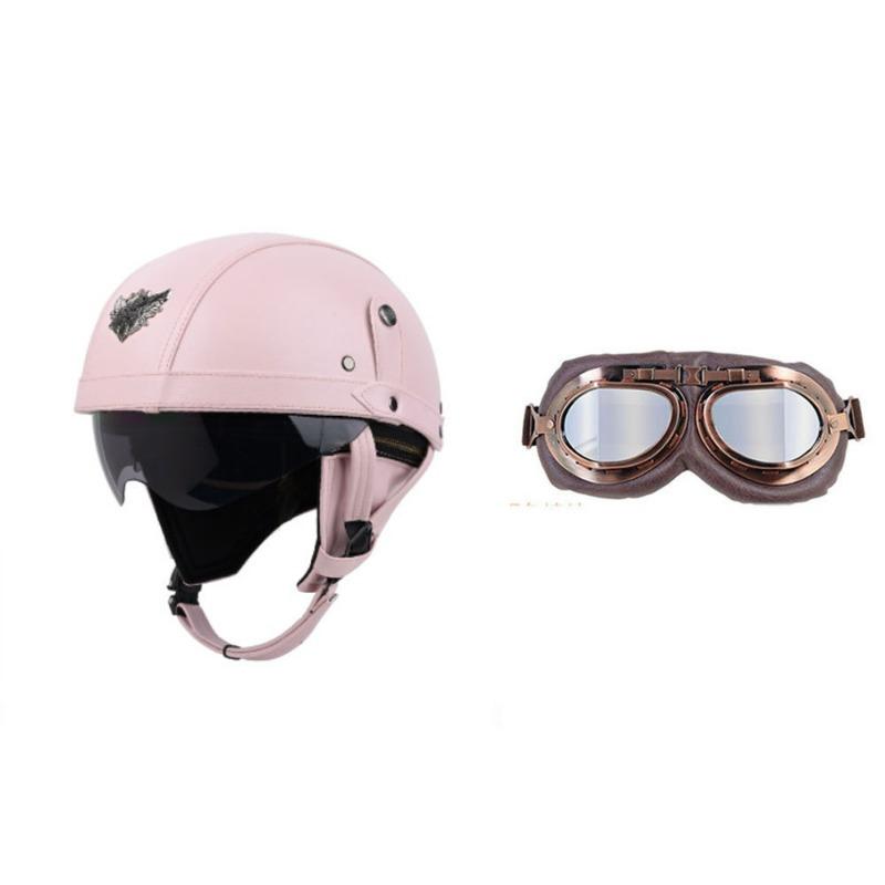 Vintage Personality Helmet Lens Standard Motorcycle Half Helmet Scooter Cruise Leather Helmet Prince Helmet