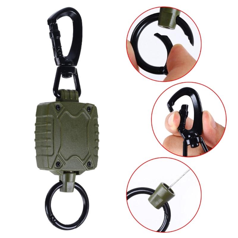 Retractable Keychain Heavy Duty Badge Holder Reel with Belt Clip 23'' Steel Wire Cord Heavy Duty Carabiner Key Holder