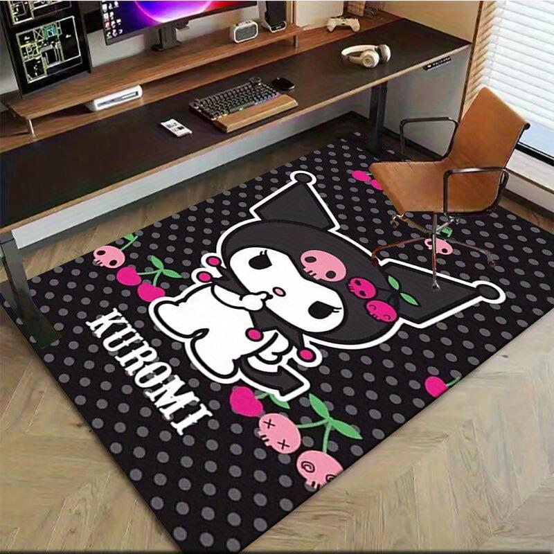 1pc Sanrio Kuromi Mermaid Printed Office Carpet Rectangle Rug Under The Table,Perfect Room Decor for Living Room, Bedroom, Kitchen, Non-slip Floor Mat