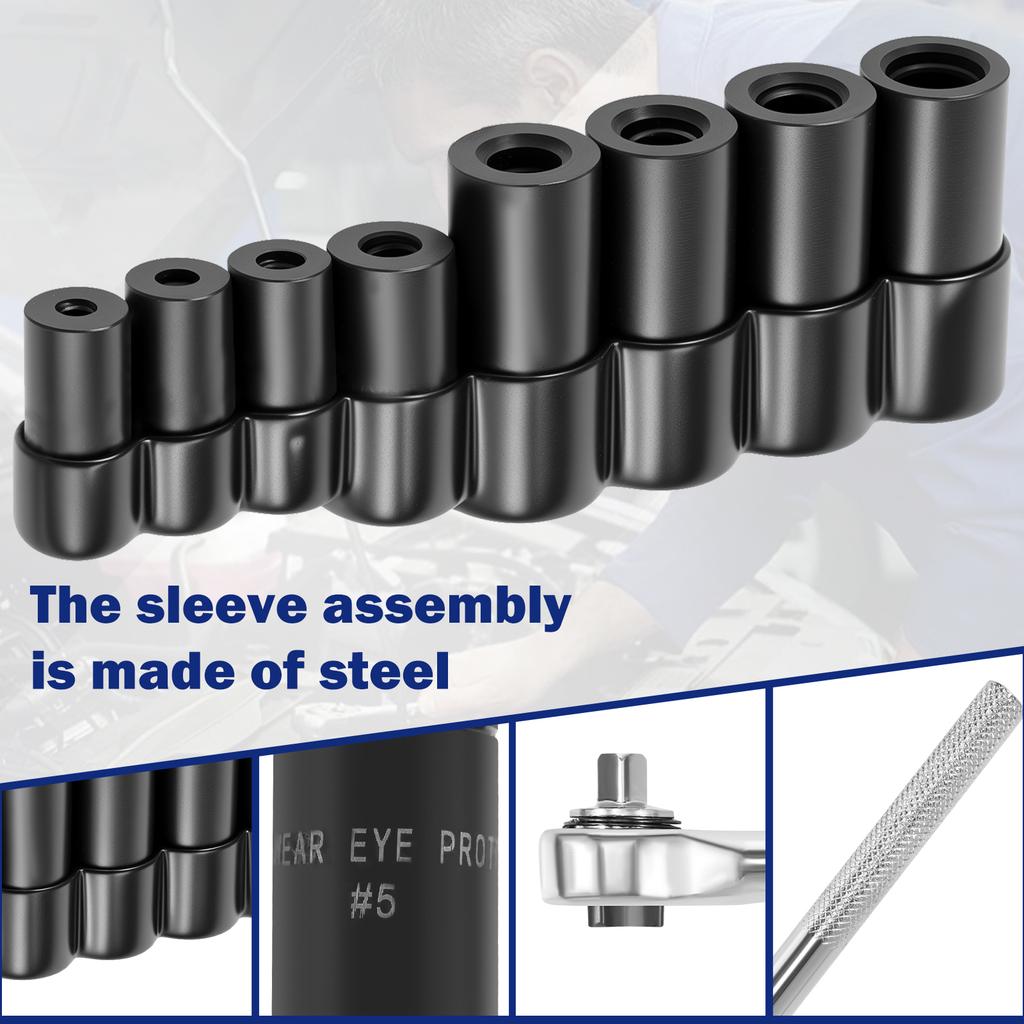 8Pcs Magnetic Tap Socket Wrench Set 1/4 '' Hex Shank Machine Screw Metric Plug Threading Tool Auto Maintenance Tool for Tight Sp