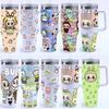 Cartoon Pattern 40oz Car Cup 304 Stainless Steel Thermos Cup Car Straw Bingba Cup