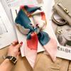 Elegant Silk-Like Square Scarf Women Korean Style Print Neck Lightweight 70x70cm Nylon Fashion Accessory