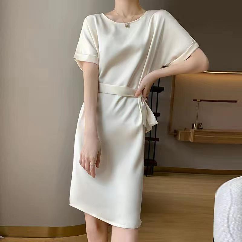 Temperament Heavy Draping Versatile Dress for Women, Summer French High-end Light Luxury Acetate Satin Waist-hugging Midi Skirt