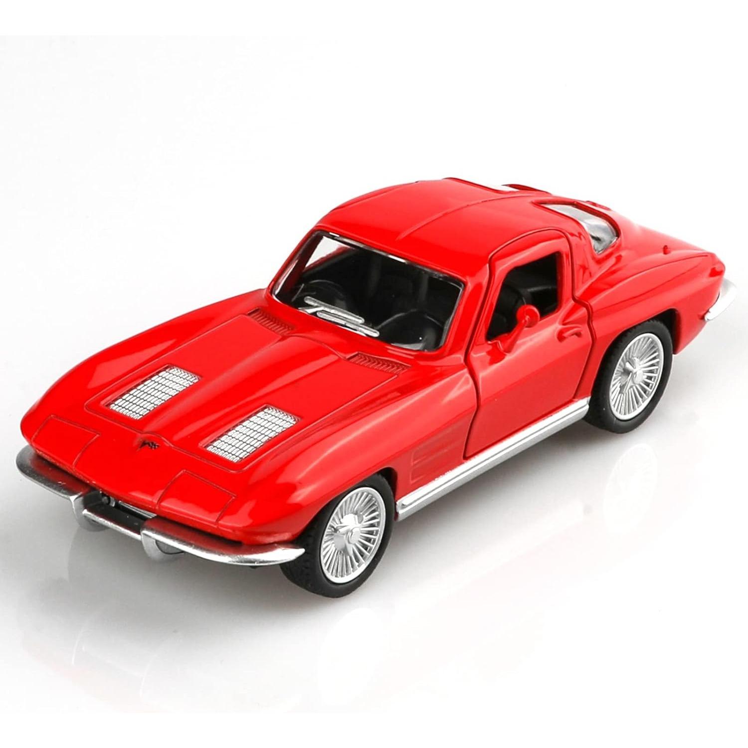 

Масштаб 1/36, литые под давлением модели автомобилей Chevy Corvette 1963 года, игрушечные машинки с откатным механизмом, автомобили, подарки для мальчиков и девочек 1/36-Size:12.4*5*3.7cm красный