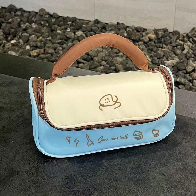 Large capacity portable PU toiletry bag/storage case/pencil case/storage bag/study supplies 22x9x11cm1pcs